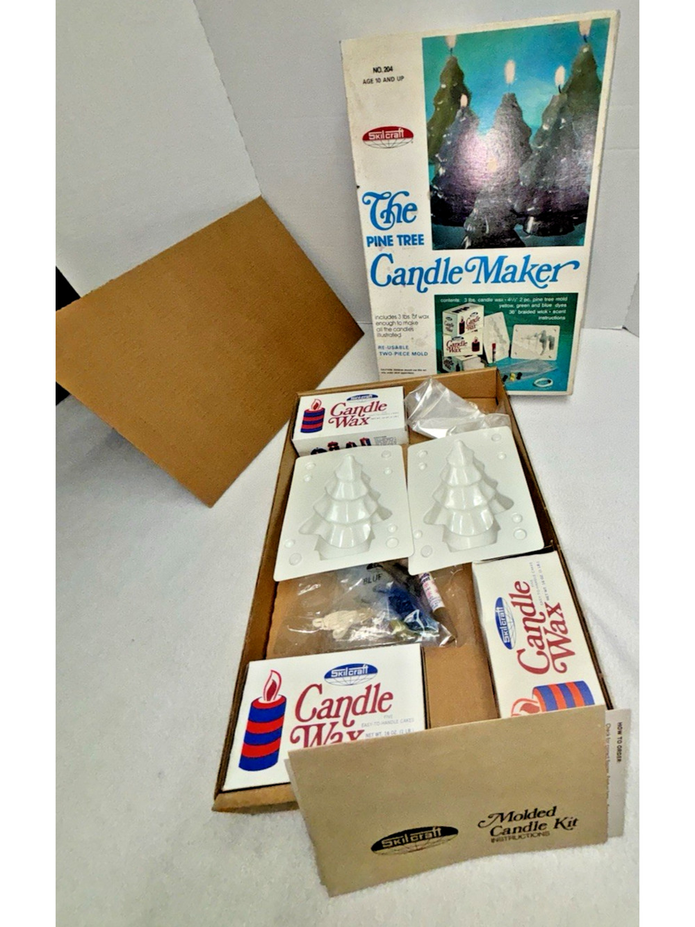 Vtg Skil Craft Candle Maker Kit 204 Pine Tree Candle Kit Unused Old Stock 1973